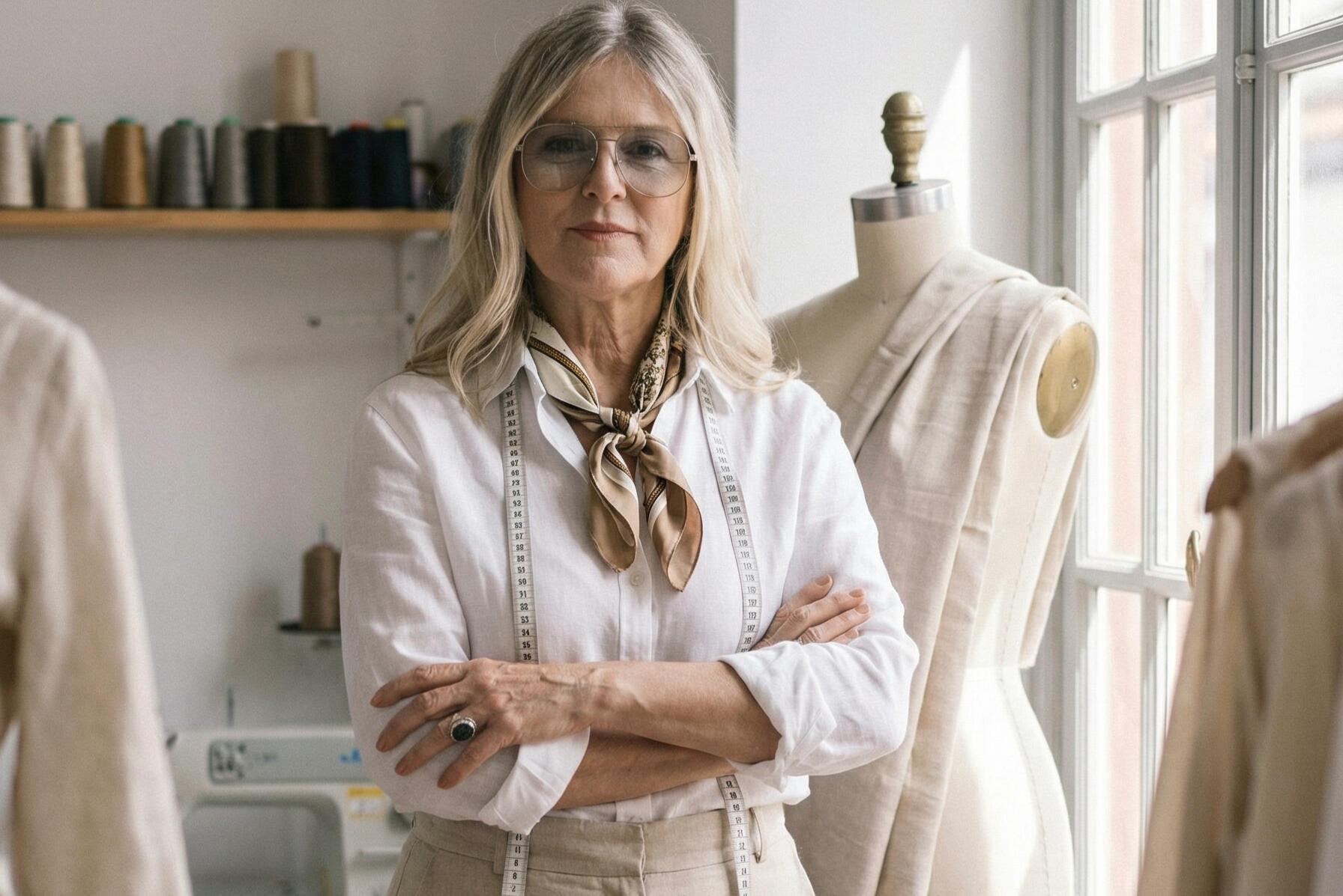 Lorna Borgerth, modelista Lorna sobre seu trabalho de costura sob medida no Leblon