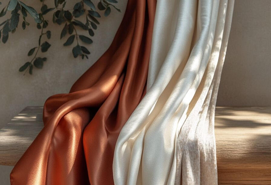 Ajustes finos e caimento de tecido Peça de tecido cuidadosamente ajustada para mostrar caimento e corte